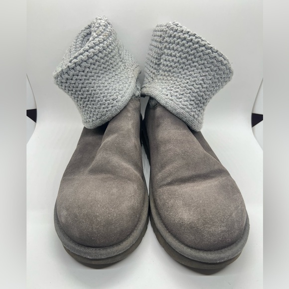 Ugg Shaina Knit Cuff Suede Body Boots Gray Size 8 - Picture 2 of 9